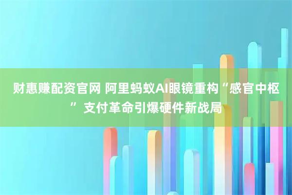 财惠赚配资官网 阿里蚂蚁AI眼镜重构“感官中枢” 支付革命引爆硬件新战局
