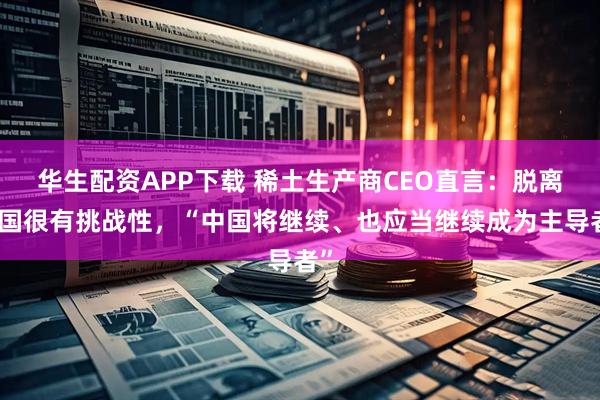 华生配资APP下载 稀土生产商CEO直言：脱离中国很有挑战性，“中国将继续、也应当继续成为主导者”